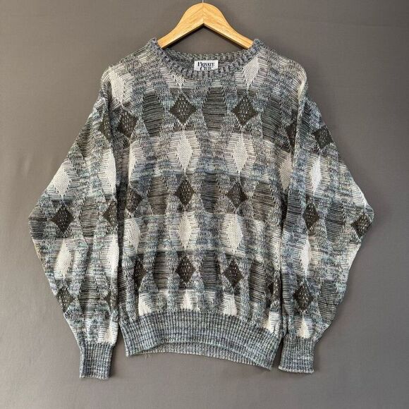 Vintage Private Club Men’s Sweater Crazy Winter Graphic Size Medium 100% Acrylic - Picture 1 of 9